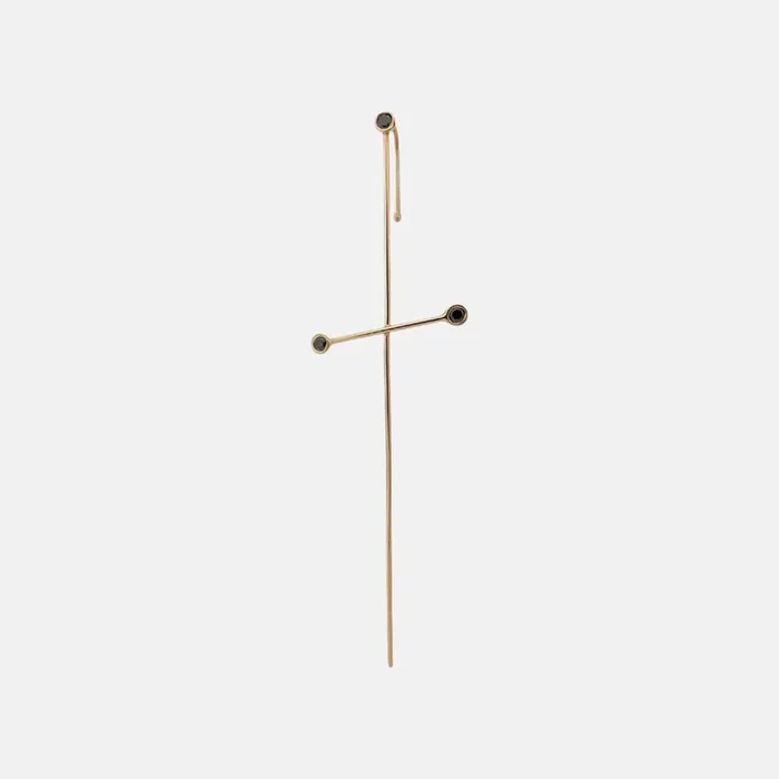 Black Diamond Three Pointer Needle Earring