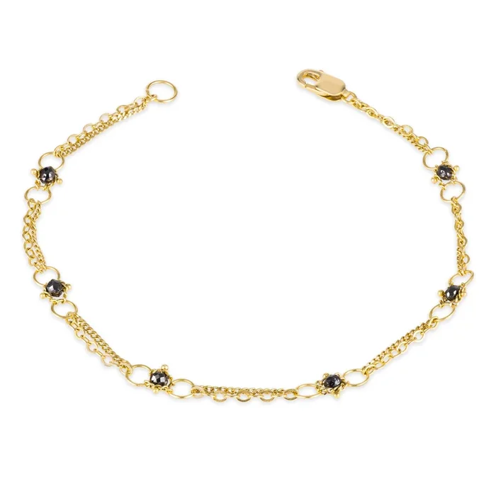 Black Diamond Whisper Chain Bracelet in 18k Gold
