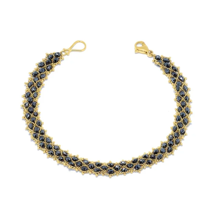 Black Diamond Woven Bracelet in 18k Gold