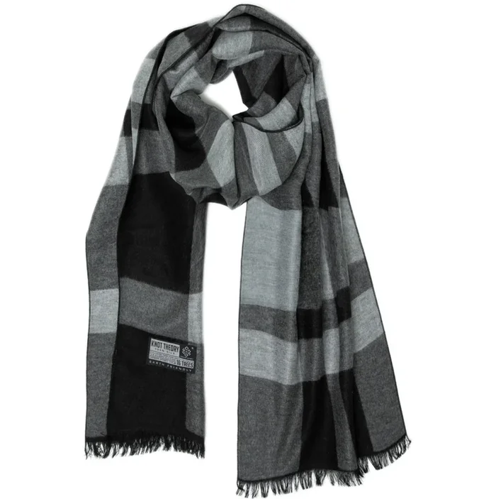 Black Grey Tartan Eco Scarf – Softer than Cashmere 100% Silk