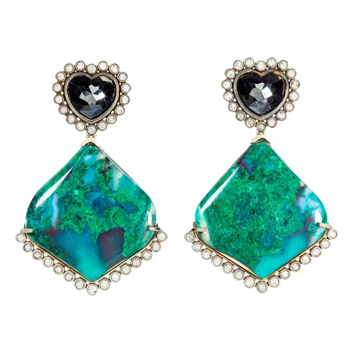 Black Heart Chalcedony Drop Earrings