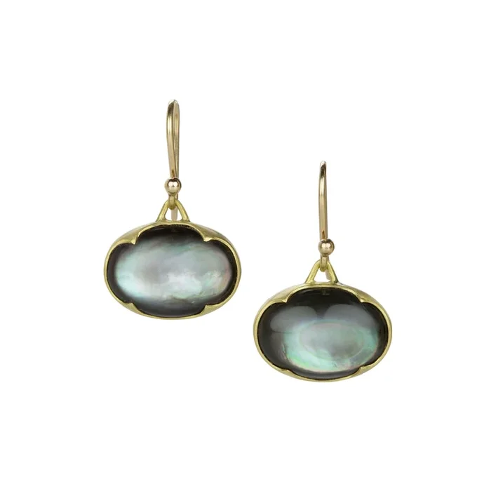 Black Mother of Pearl Oval Earrings