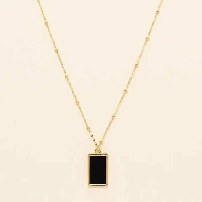 Black Onyx Necklace in 14kt Yellow Gold