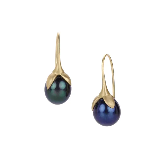 Black Pearl Eggplant Drop Earrings