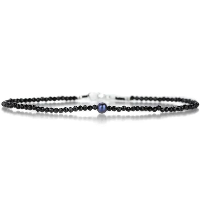 Black Spinel and Pearl Beaded Bracelet