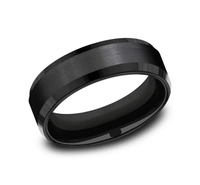 Black Tantalum ‘The Chancellor’ 7mm Beveled Wedding Band