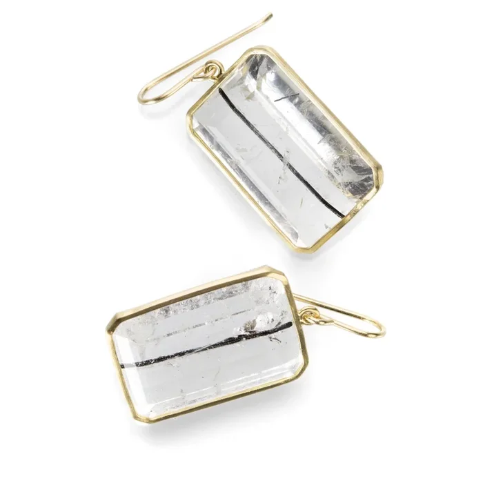 Black Tourmaline in Quartz Earrings