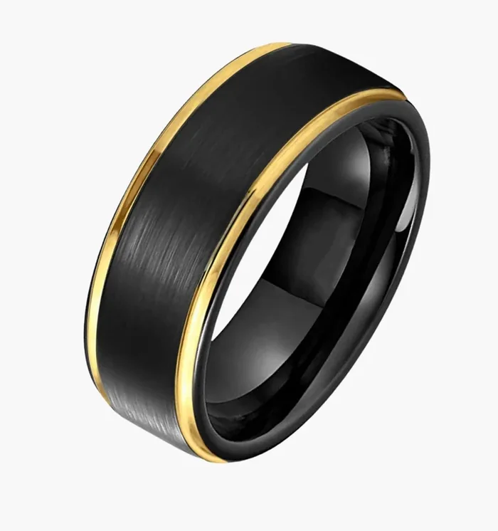 Black with Gold Accent Men’s Wedding Ring