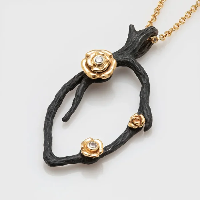 Blackened Cobald Chrome Flower Pendant
