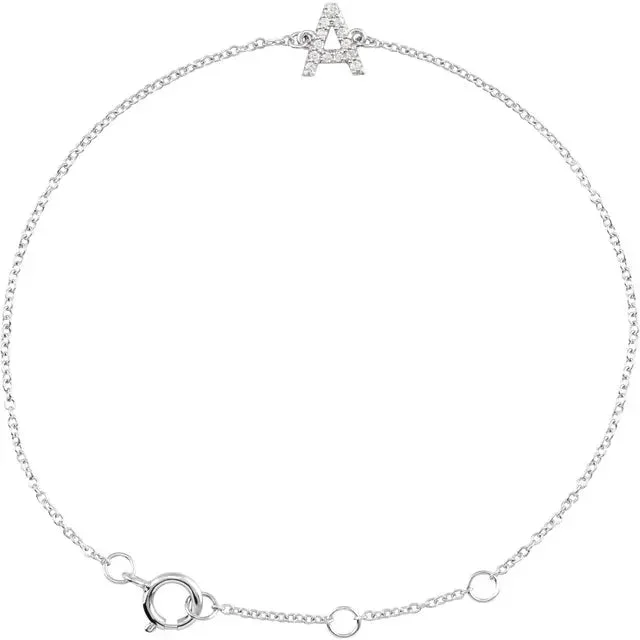 Block Initial Bracelet Set with Natural Diamonds