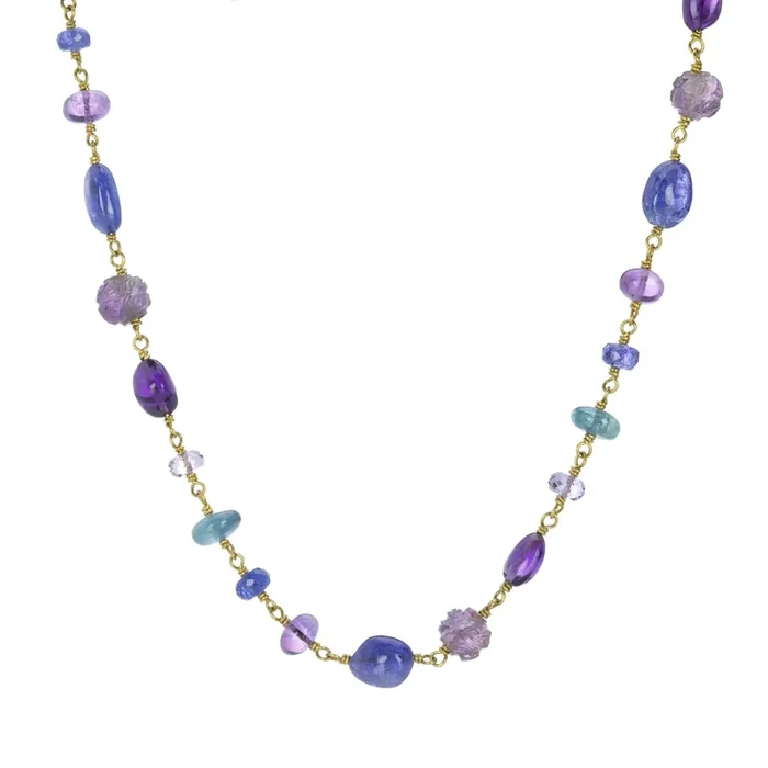 Blue and Purple Spun Sugar Necklace