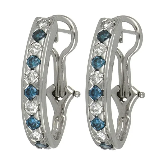 Blue Diamond Earrings (Blue Diamond 0.8 cts. White Diamond 0.78 cts.)