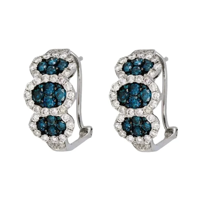 Blue Diamond Earrings (Blue Diamond 0.86 cts. White Diamond 0.79 cts.)