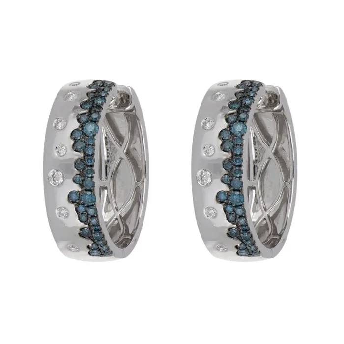 Blue Diamond Earrings (Blue Diamond 0.87 cts. White Diamond 0.23 cts.)