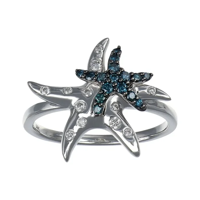 Blue Diamond Ring (Blue Diamond 0.18 cts. White Diamond 0.1 cts. )