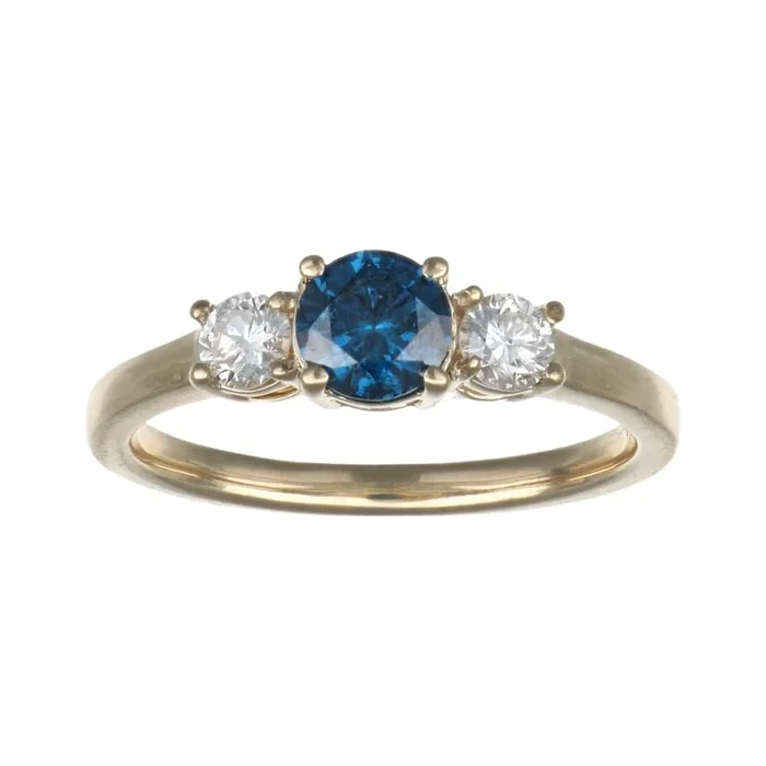 Blue Diamond Ring (Blue Diamond 0.62 cts. White Diamond 0.38 cts.)