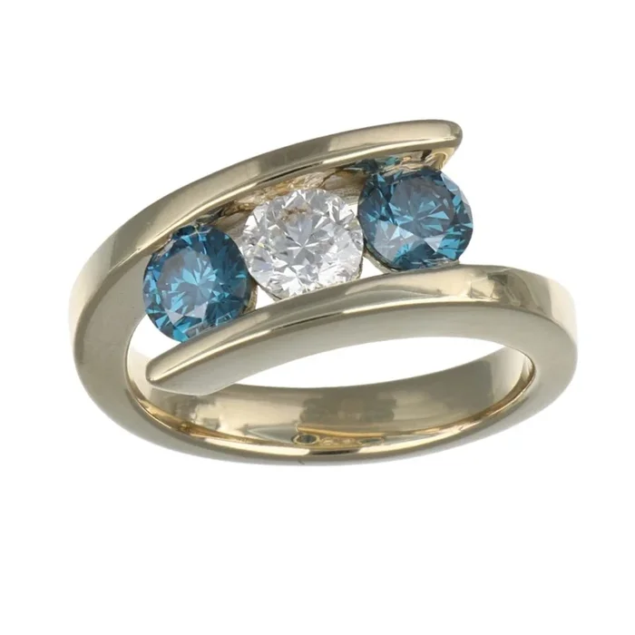 Blue Diamond Ring (Blue Diamond 0.96 cts. White Diamond 0.53 cts.)