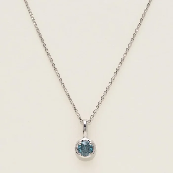 Blue Diamond Solitaire Necklace in 14kt White Gold (1/3ct tw)