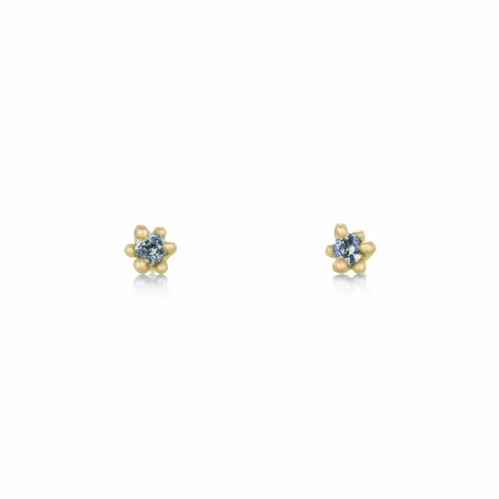 Blue Gray Sapphire Faerie Stud Earrings