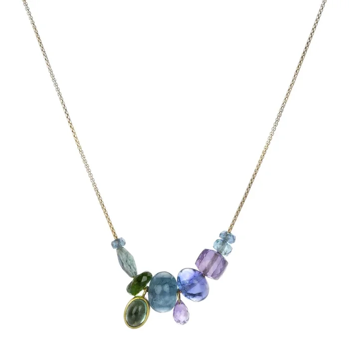 Blue Green Collage Necklace