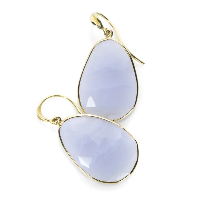 Blue Lace Agate Slice Earrings