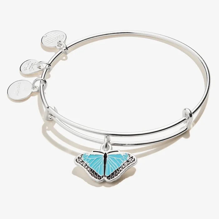 Blue Morpho Butterfly Charm Bangle