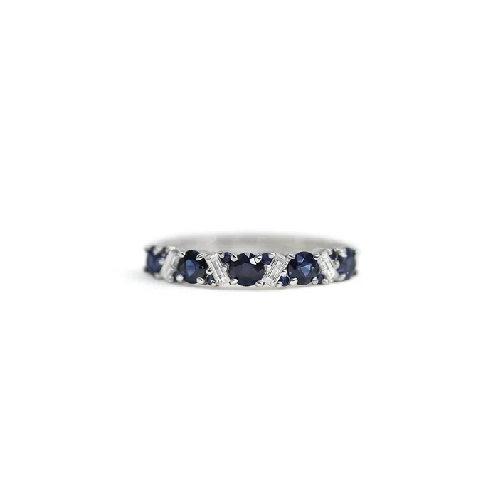 Blue Sapphire and Diamond Confetti Band