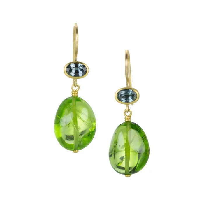 Blue Sapphire and Peridot Apple & Eve Earrings