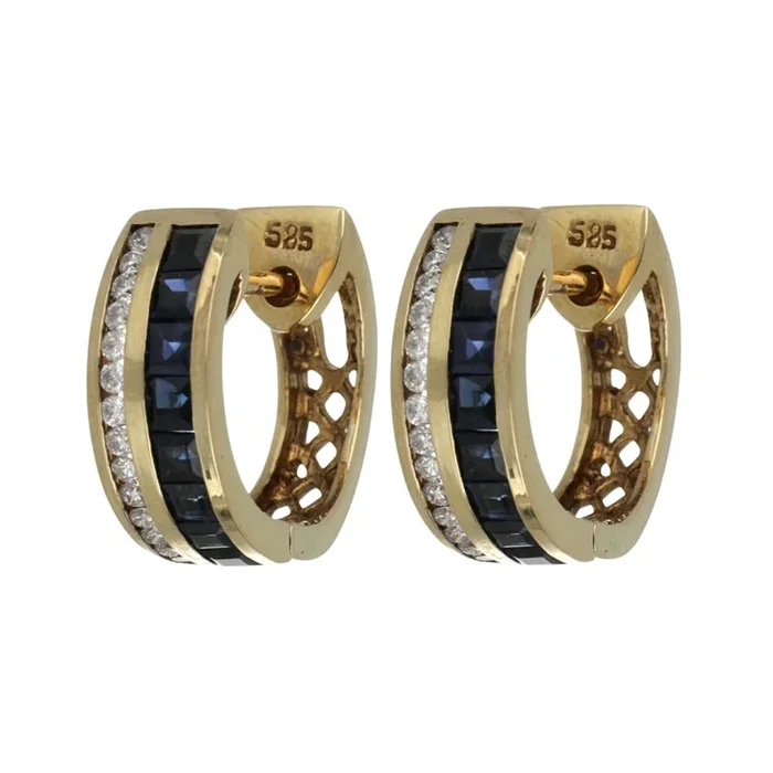 Blue Sapphire Earrings (Blue Sapphire 1.52 cts. White Diamond 0.29 cts.)