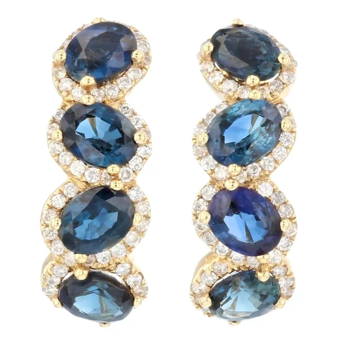 Blue Sapphire Earrings (Blue Sapphire 2.51 cts. White Diamond 0.31 cts.)