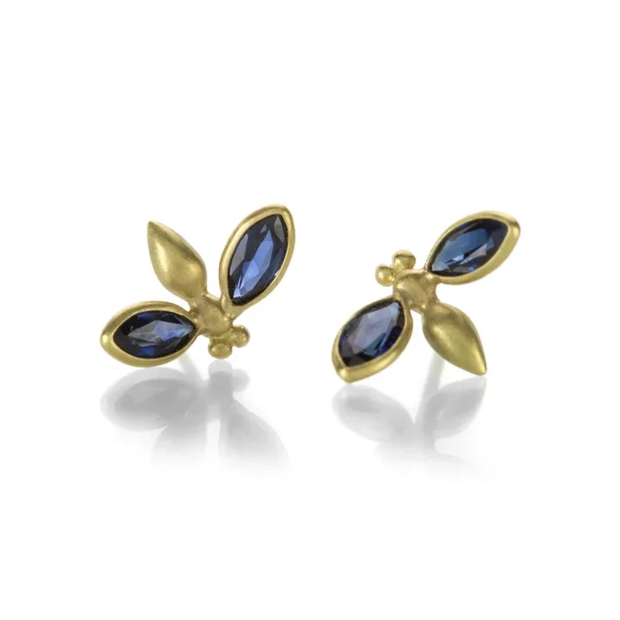 Blue Sapphire Gem Bugs Stud Earrings