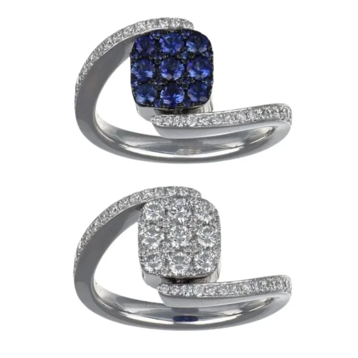 Blue Sapphire Ring (Blue Sapphire 0.66 cts. White Diamond 0.78 cts.)