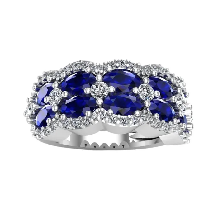 Blue Sapphire Ring (Blue Sapphire 2.79 cts. White Diamond 0.76 cts.)
