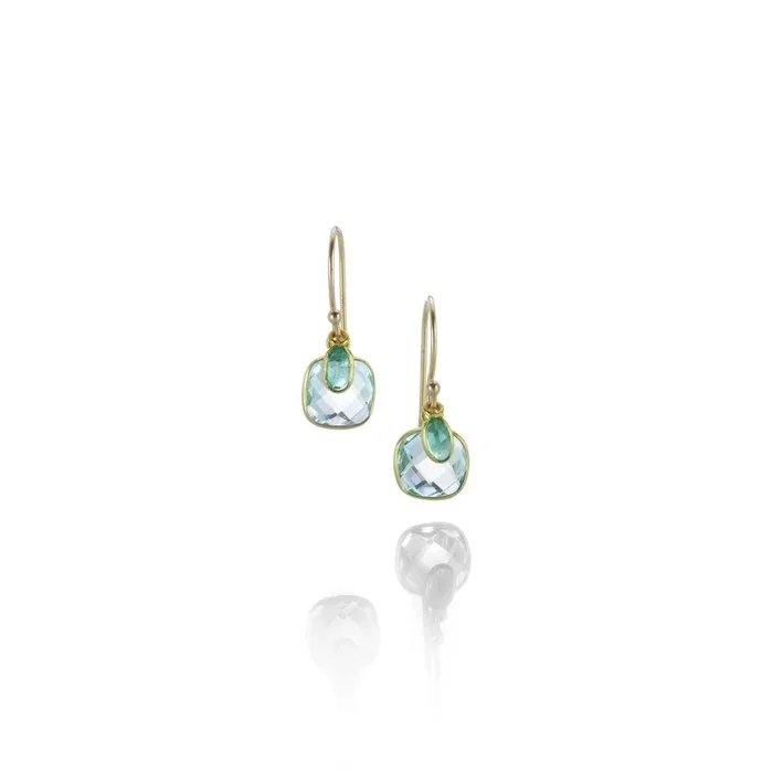 Blue Topaz and Emerald Earrings
