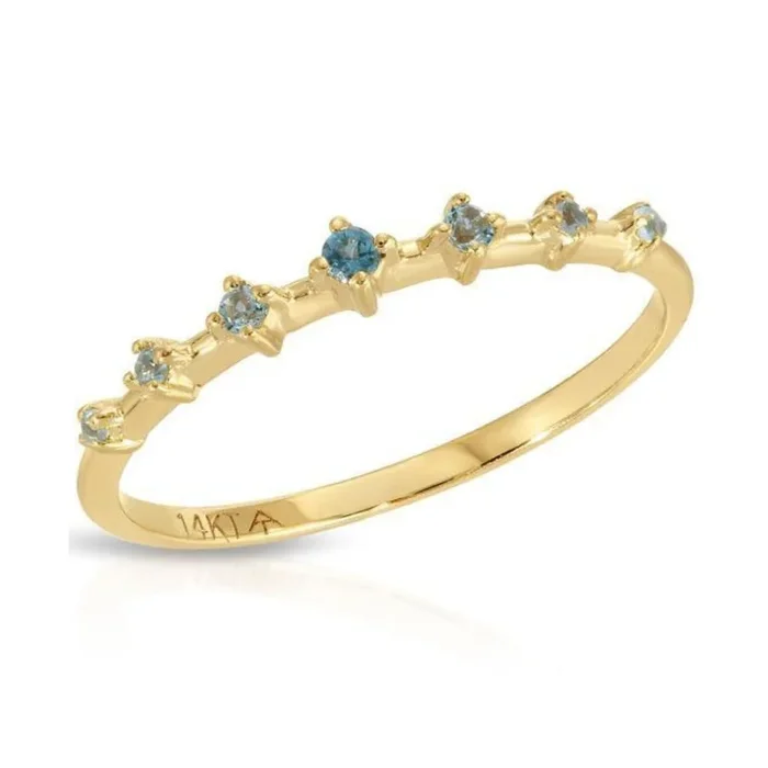 Blue Topaz Ombre Gold Stacking Ring