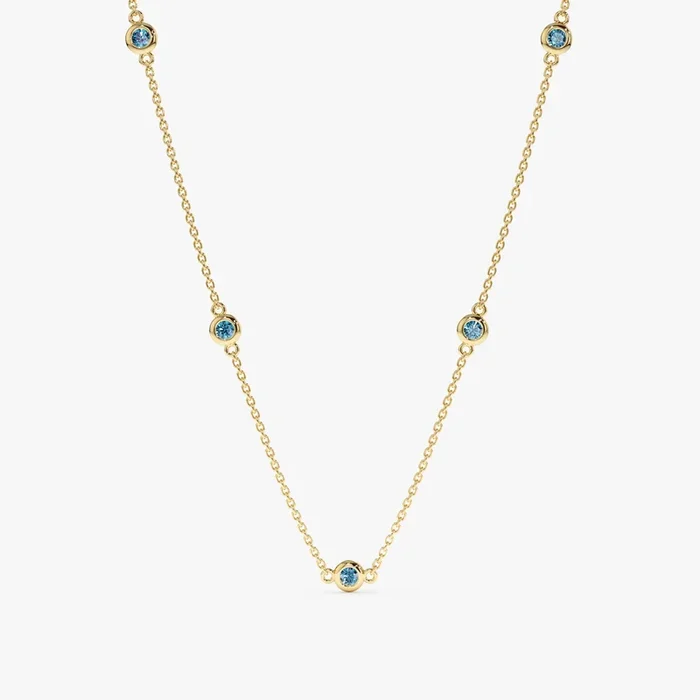 Blue Topaz Station Necklace, Gwen