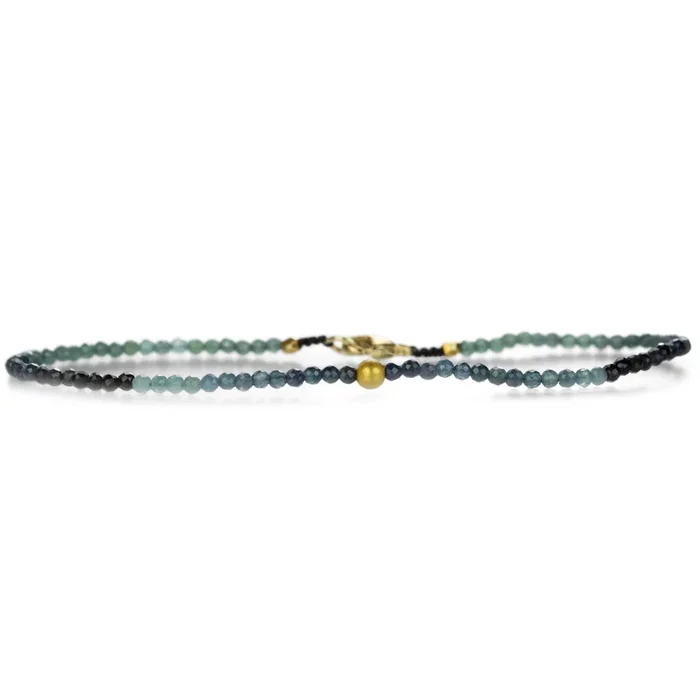 Blue Tourmaline and 18k Gold Beaded Bracelet