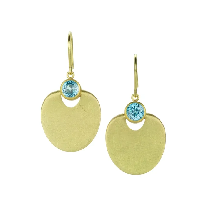 Blue Zircon Lily Pad Earrings