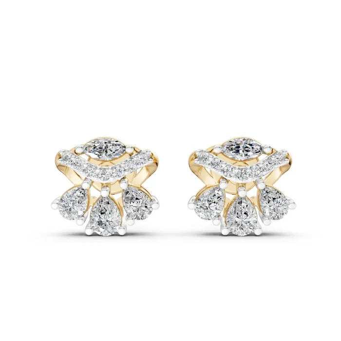 Bohemian Style 9KT Gold Lab Grown Diamond Earrings