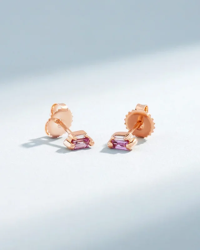 Bold Pink Sapphire Mini Studs