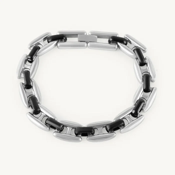 Bold Silver & Black Link Bracelet