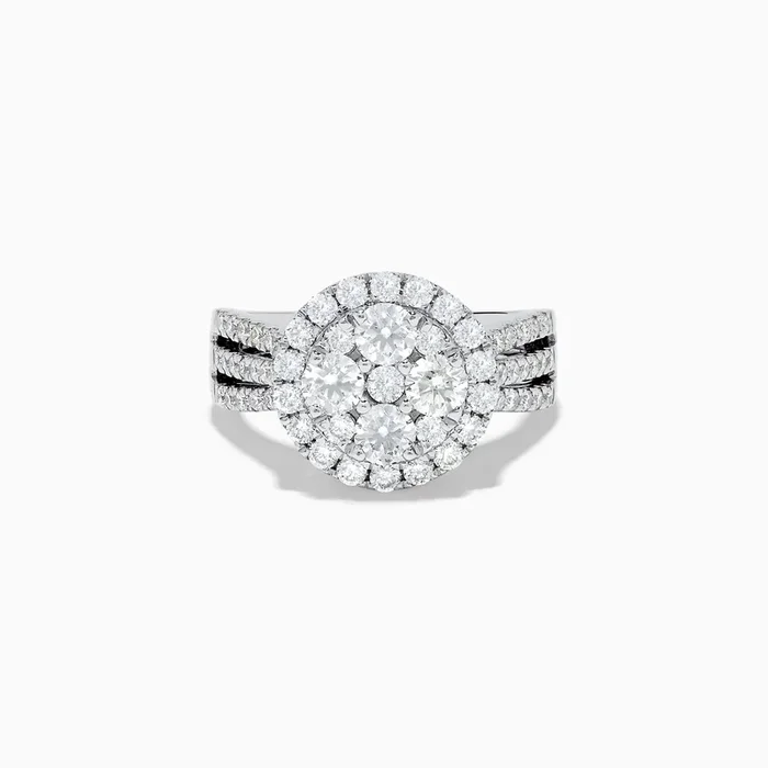 Bouquet 14k White Gold Diamond Cluster Ring 1.74 TCW