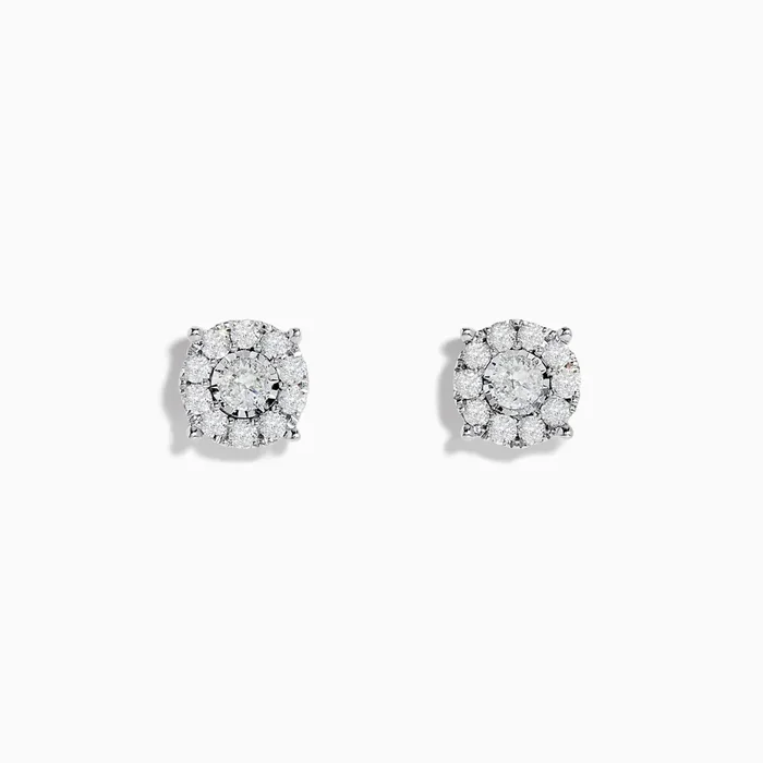 Bouquet 14K White Gold Diamond Cluster Stud Earrings 0.96 TCW