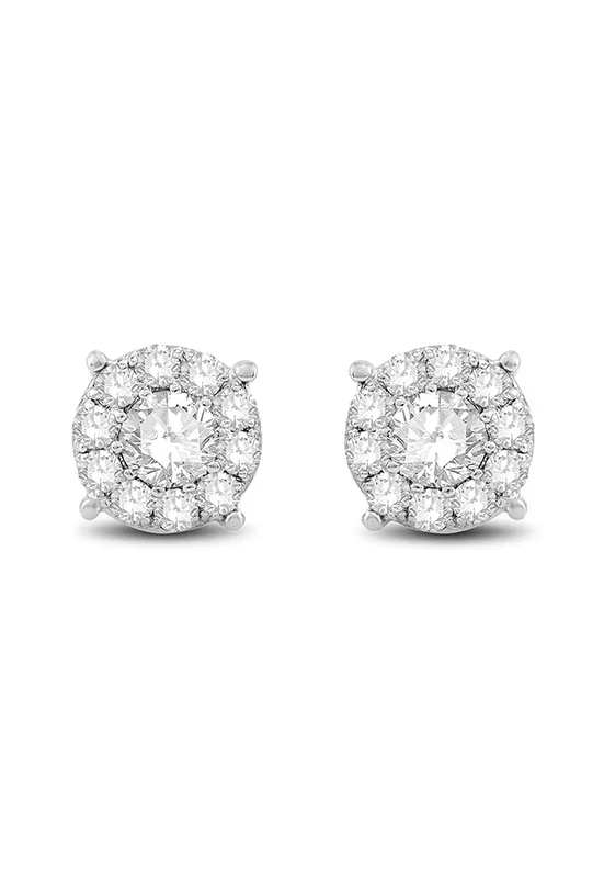 Bouquet 14K White Gold Diamond Cluster Stud Earrings, 1.96 TCW