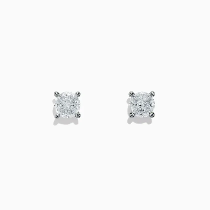 Bouquet 14K White Gold Diamond Stud Earrings, 0.98 TCW