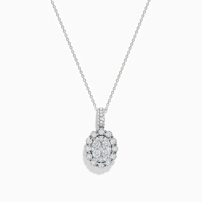 Bouquet 14K White Gold Oval Diamond Pendant