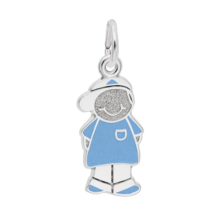 Boy with Baseball Cap Charm in Sterling Silver