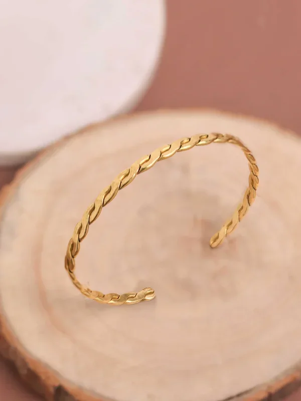 Braid Skinny Adjustable Brass Bracelet (Anti Tarnish)