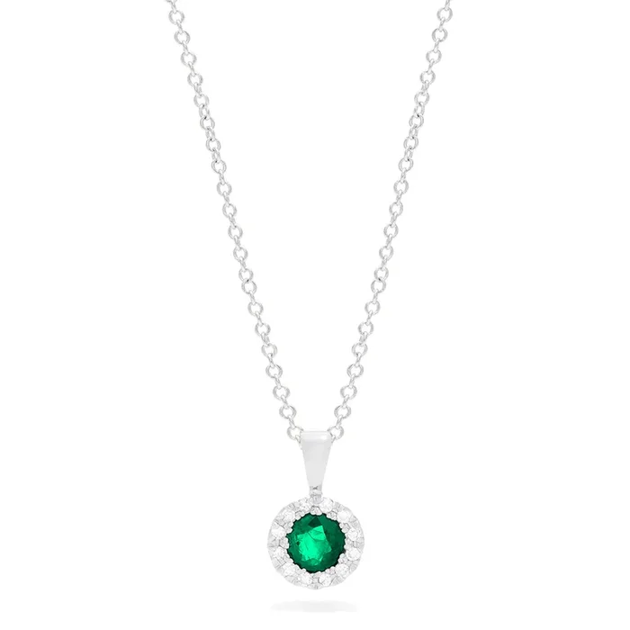 Brasilica 14K White Gold Emerald and Diamond Pendant, 0.41 TCW