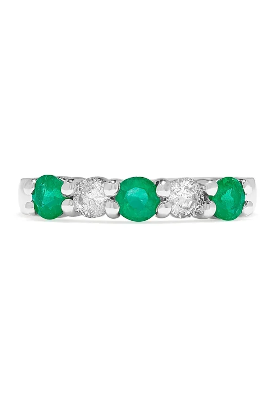 Brasilica 14K White Gold Emerald and Diamond Ring, 0.95 TCW